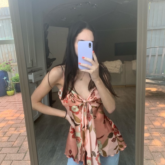 first kiss retro thrifted floral going out top - Picture 3 of 3